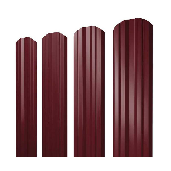 Штакетник Twin фигурный Grand Line 0,5 Velur RAL3005 Красное Вино